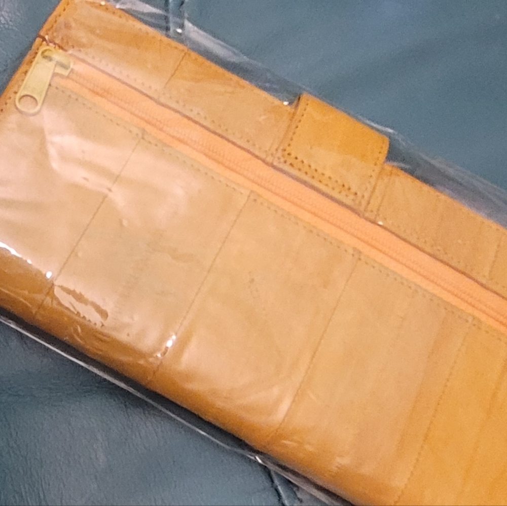 Bright Yellow Eelskin Leather Clutch, NWT